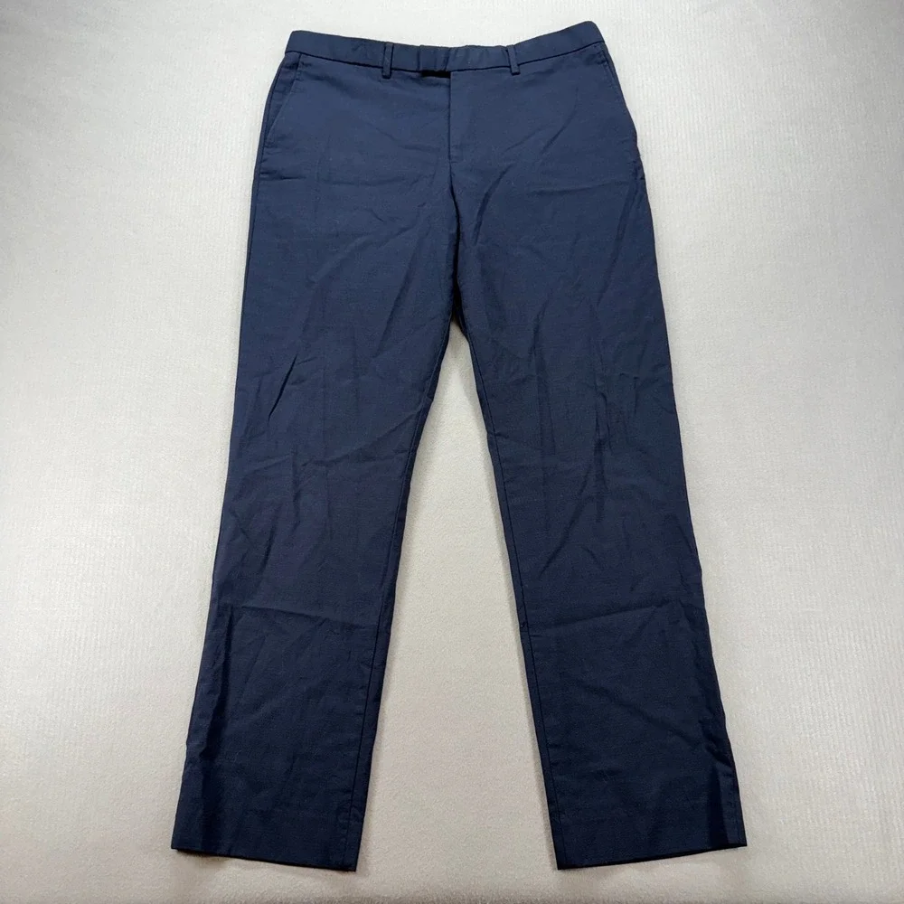 Banana‎ Republic Slim Performance Dress Pants Mens 35x34 Navy Blue Marzotto Wool
